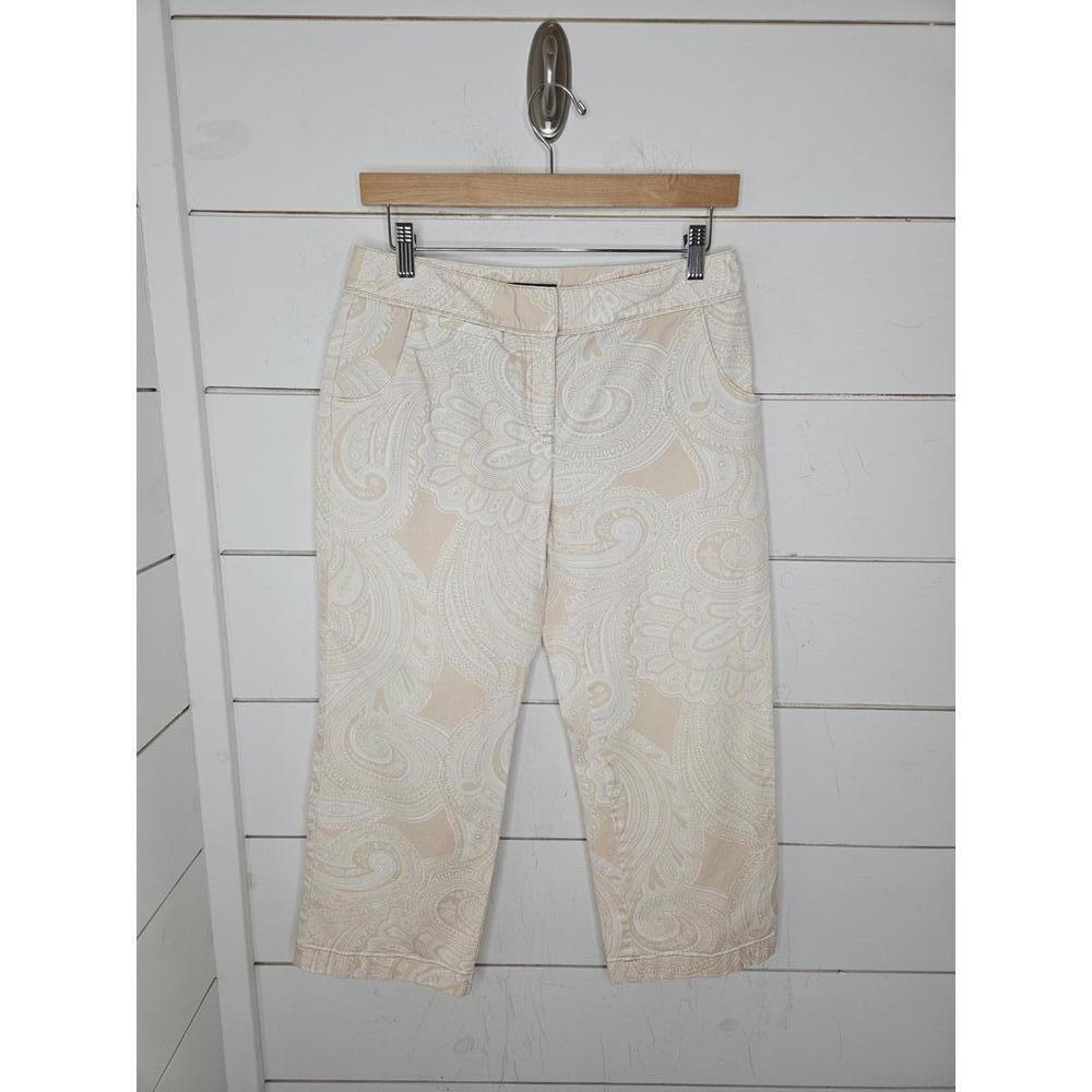 Ann Taylor Size 2 pink & white paisley cropped chino pants